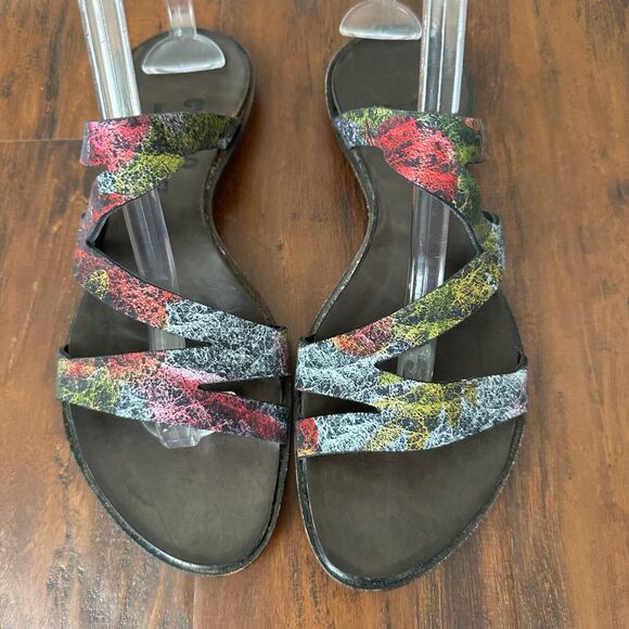 CYDWOQ Vintage Strappy Open-Toe Sandals Artsy Multi Leather USA MADE - Picture 4 of 12